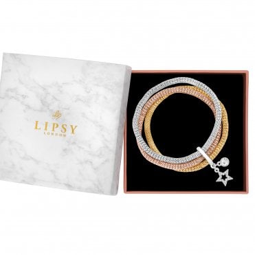 Lipsy Tri Tone Bar 2 Pack Toggle Bracelet - Gift Boxed - Jewellery