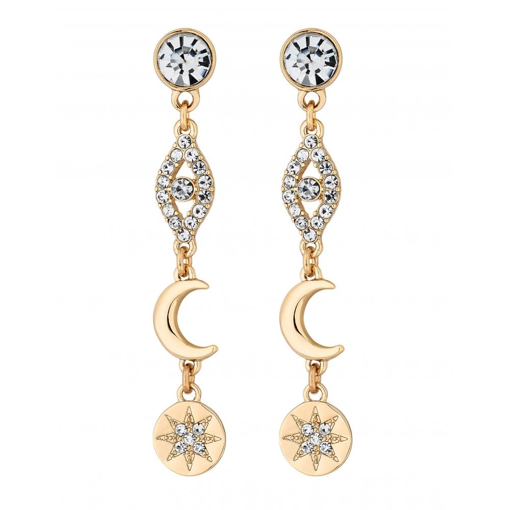 Lipsy Gold Plated Clear Celestial Mismatch Drop Earring Jewellery From Jon Richard Uk 