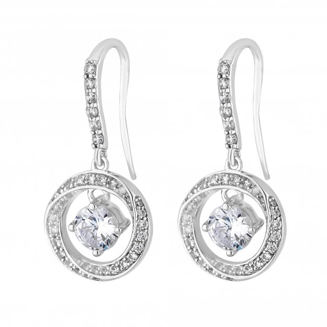 Simply Silver Sterling Silver 925 Cubic Zirconia Halo Round Drop Earring Jewellery From Jon 