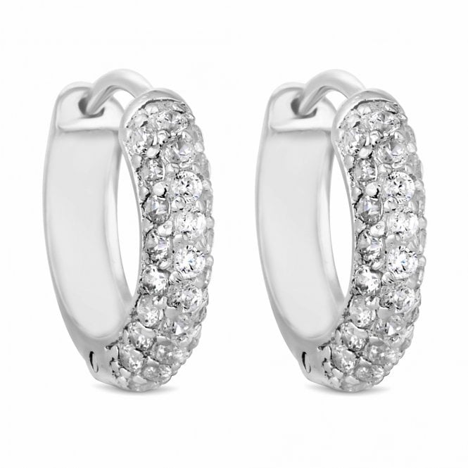 Simply Silver Sterling Silver 925 Cubic Zirconia Pave Hoop Earring Jewellery From Jon Richard Uk