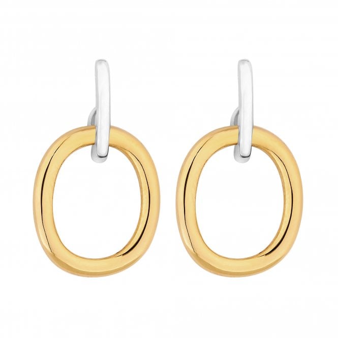 Simply Silver Sterling Silver 925 Polished Two Tone Oval Open Drop Earrings Jewellery From Jon 