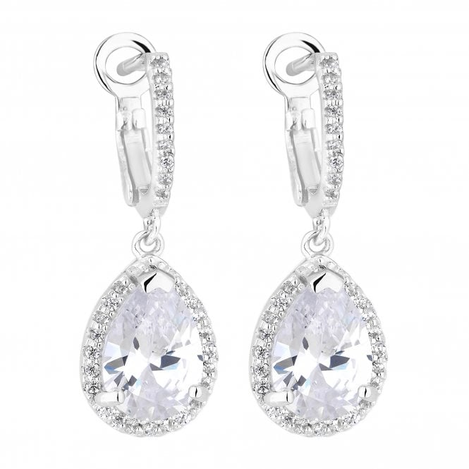 Simply Silver Sterling Silver 925 White Cubic Zirconia Pear Halo Drop Earring Jewellery From 